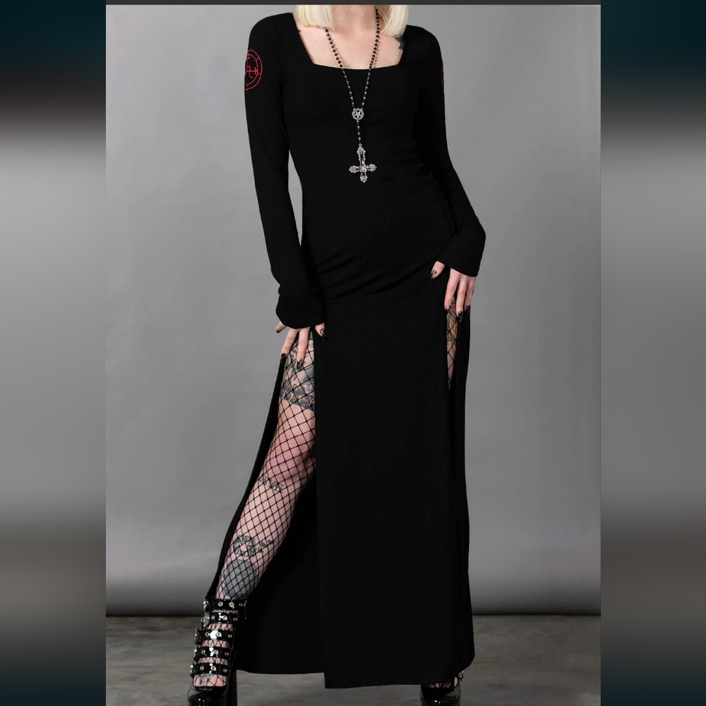 Killstar Black Maxi Dress with Red Lilith Sigil
